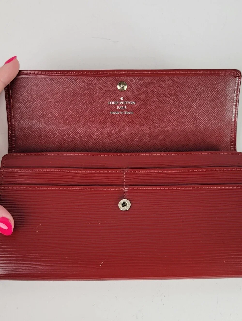 LOUIS VUITTON Red Epi Leather Sarah Wallet